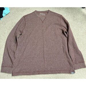 Eddie Bauer Thermal Shirt Mens L Brown Waffle Knit Crew Neck Pullover Outdoors